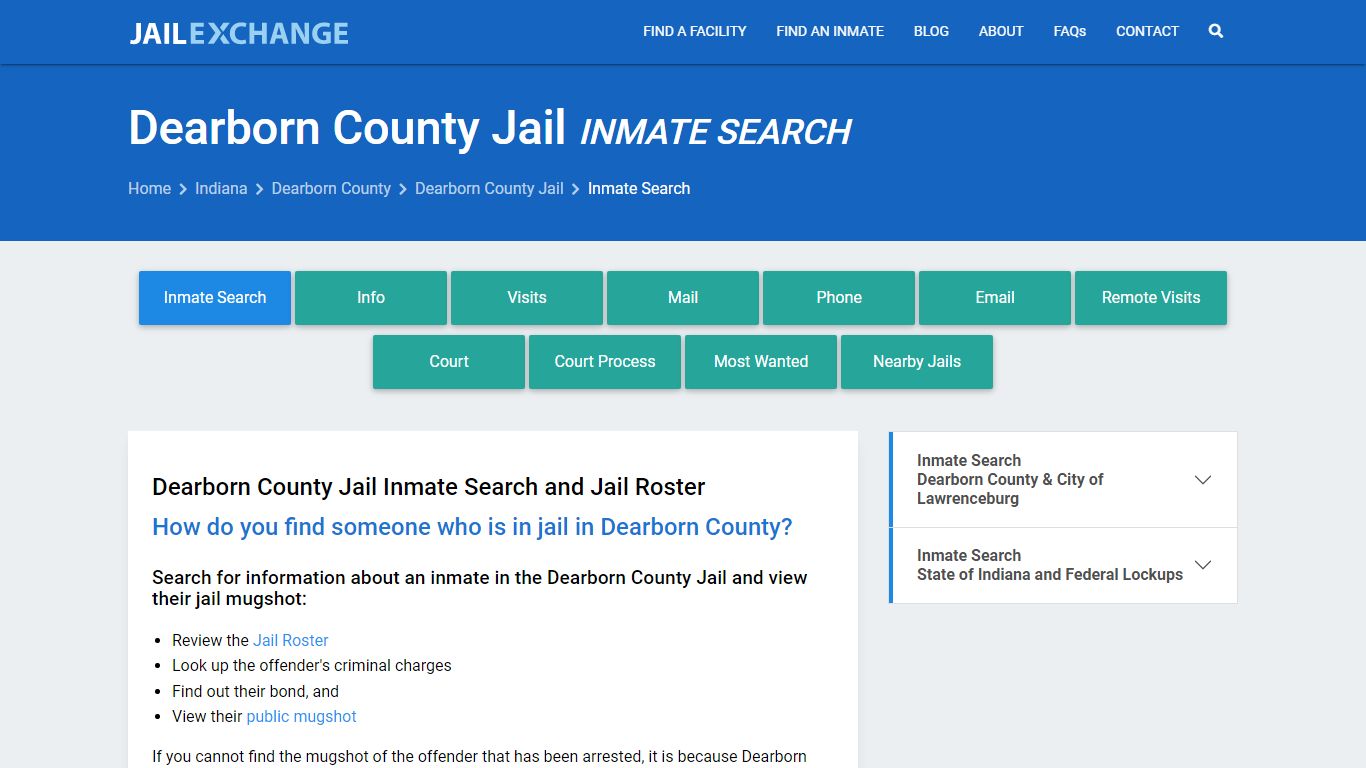 Inmate Search: Roster & Mugshots - Dearborn County Jail, IN - Jail Exchange